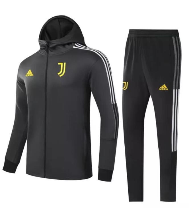 2021/22 Juventus Grey Training Kits Hoodie Jacket with Pants